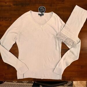 Women's Size Large Karen Scott Luxsoft Scarf Sweater In Blue-NWT‎